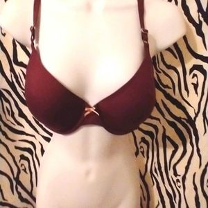 COPY - Burgandy Maiden Form Bra w/ pink bow-38C